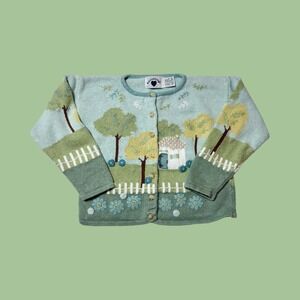 Vintage Hand Knit Cottagecore Farmhouse Cardigan, Size 5/6